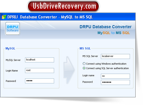 MySQL to MSSQL Database Conversion Tool Screenshot