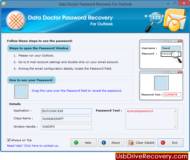Software di recupero password di Outlook