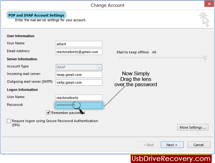 Software di recupero password di Outlook