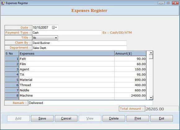 Screenshot of Business Accounting Software