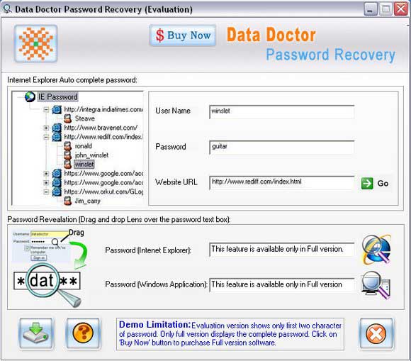 Screenshot of Unlock IE Password 3.0.1.5