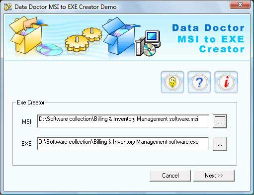 Screenshot of MSI to EXE Package Creator 2.0.1.5