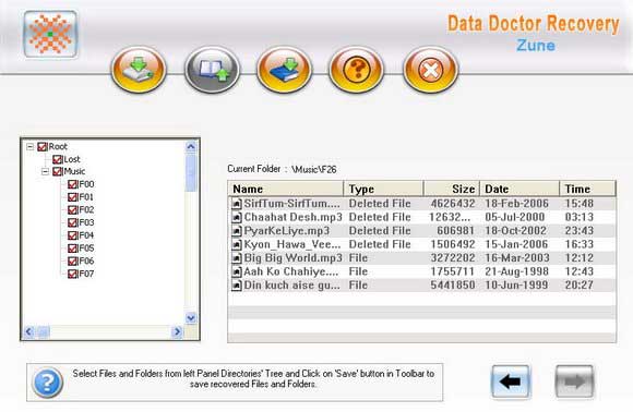Screenshot of Zune Files Recovery 3.0.1.5