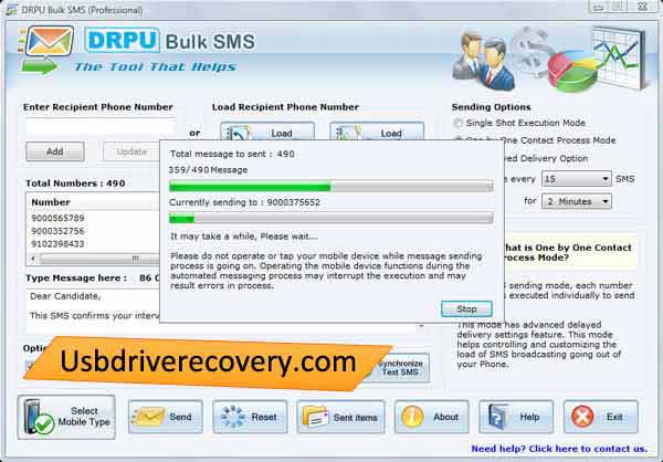 Screenshot of Bulk SMS Software