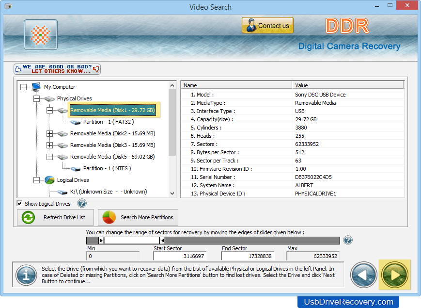 Software de recuperación de datos de cámara digital