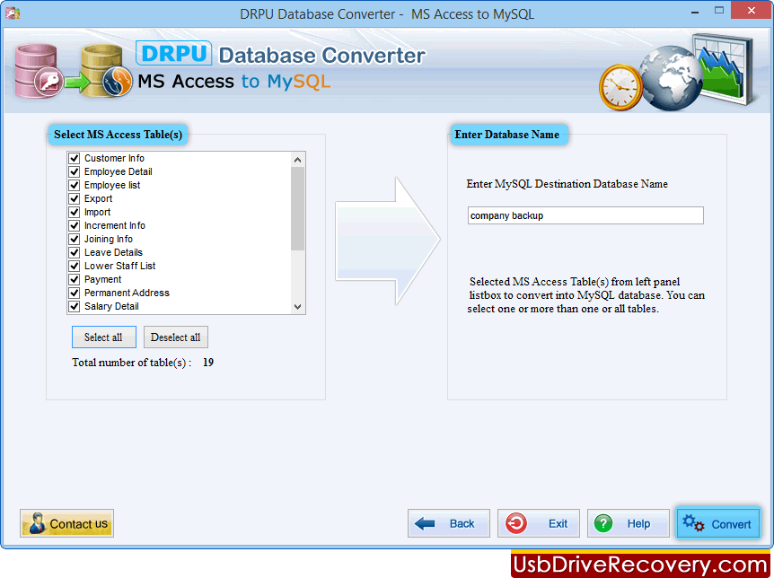 MS Access에서 MySQL 데이터베이스 변환