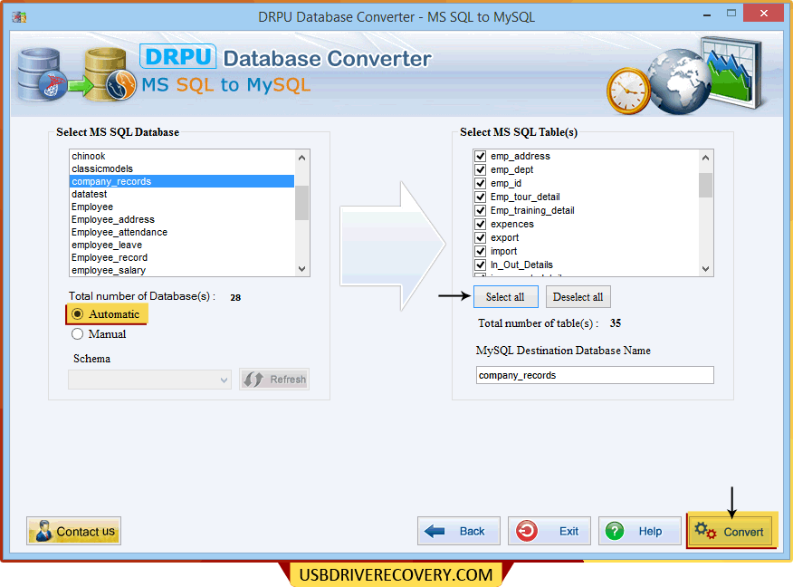 MSSQL στην MySQL μετατροπής βάσεων δεδομένων