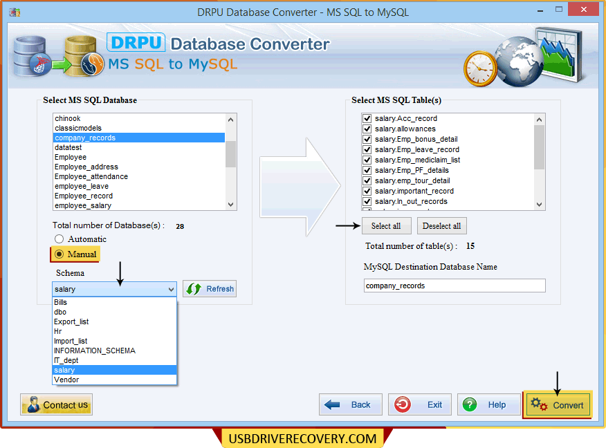 MSSQL to MySQL Database Conversion Tool