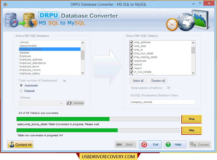 MSSQL zum MySQL Datenbank-Umwandlung