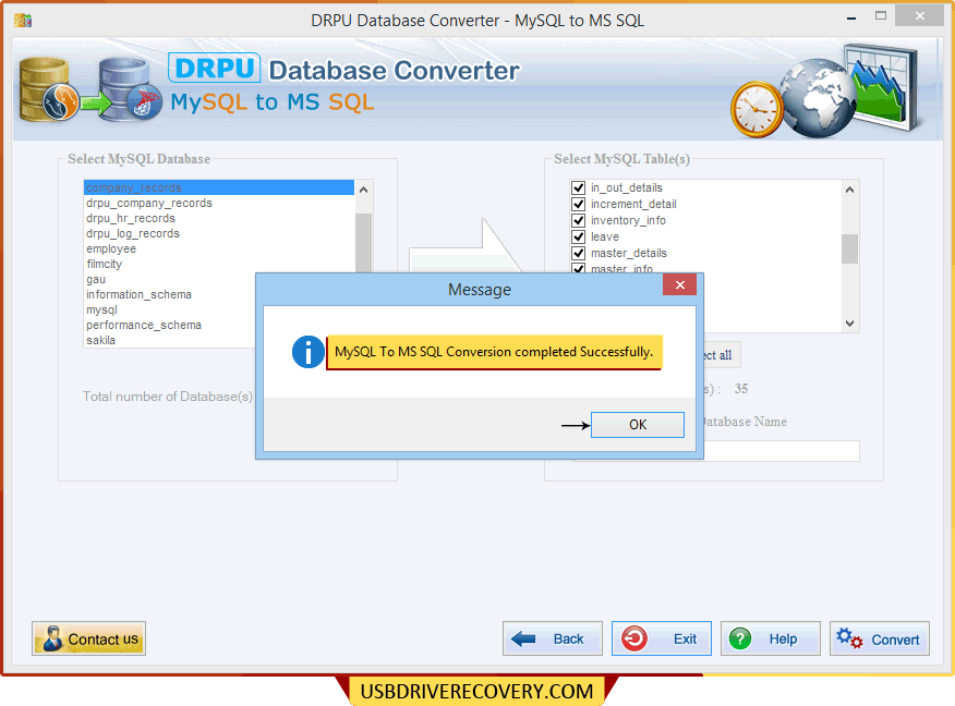 MySQL to MSSQL Database Conversion Tool