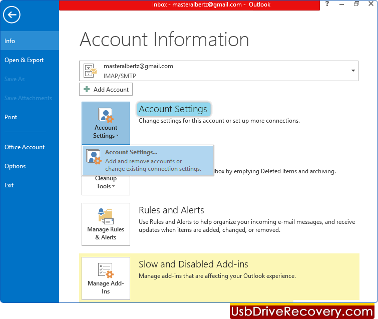 Software di recupero password di Outlook