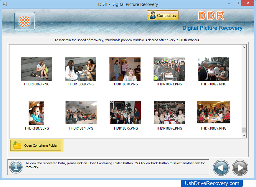Dados recuperados Software de recuperação de imagens digitais