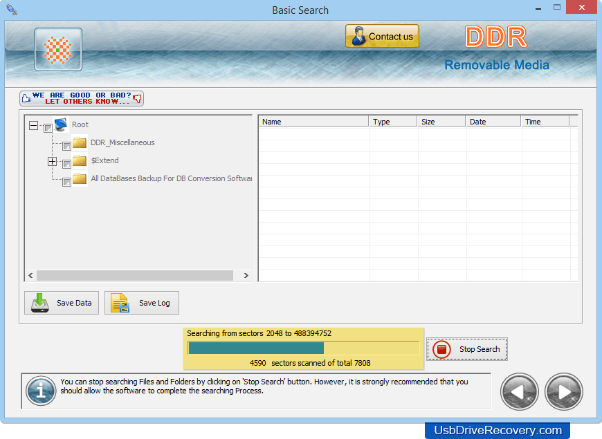 Pesquisando arquivos Software de recuperação de dados de mídia removível