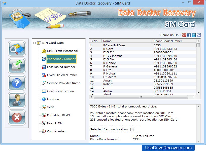 Logiciel de récupération de données de carte SIM